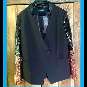 New Black and Gold Sequin Sleeve Blazer Size 16 US